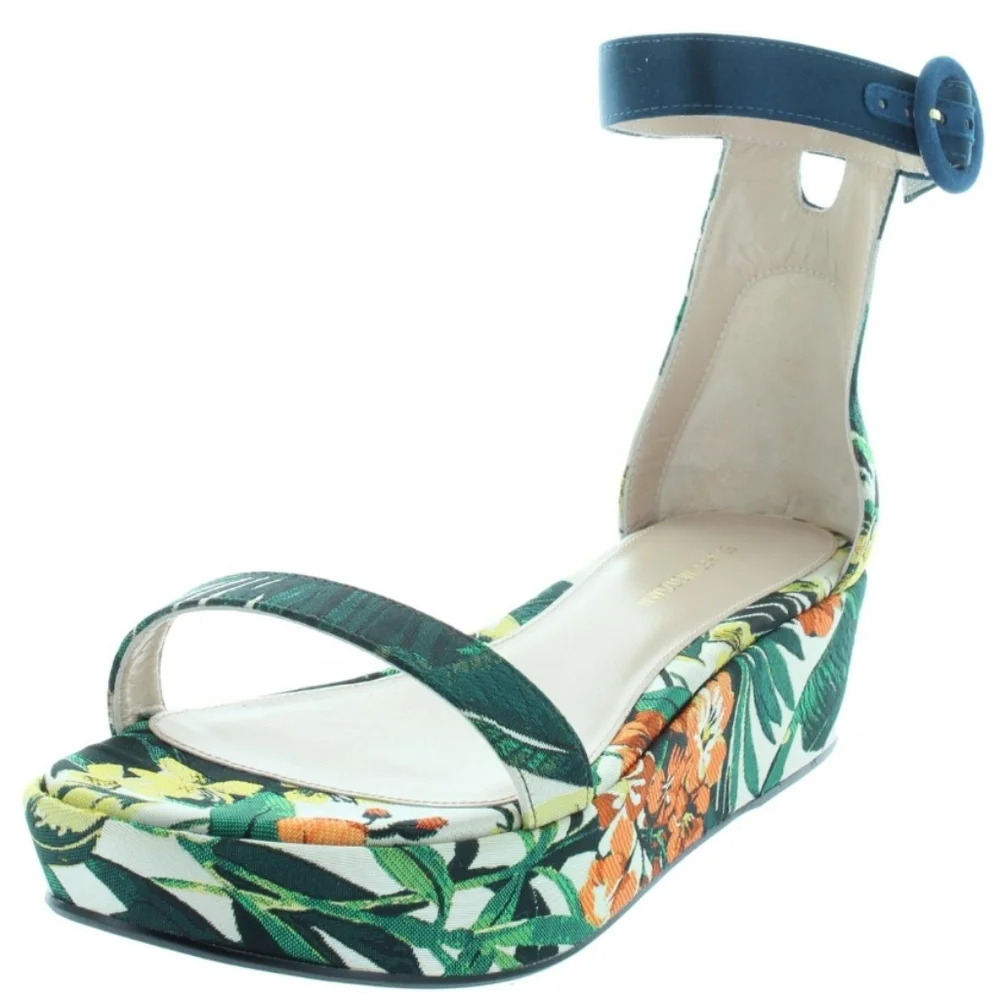 Stuart Weitzman Capri Platform Wedge Sandals Green -6 - Picture 1 of 5